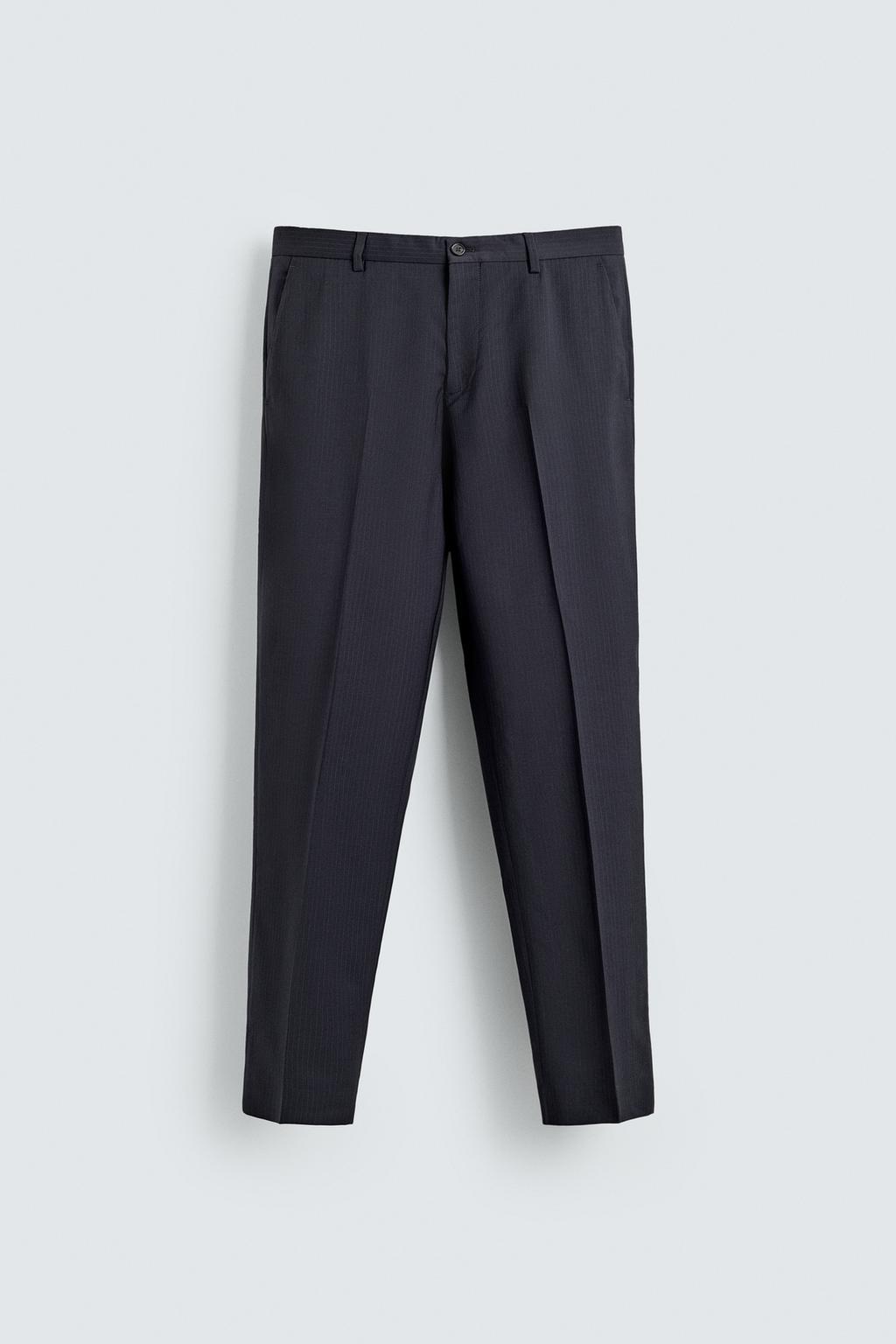 КОСТЮМНЫЕ БРЮКИ В ТОНКУЮ ПОЛОСКУ ИЗ 100% ШЕРСТИ