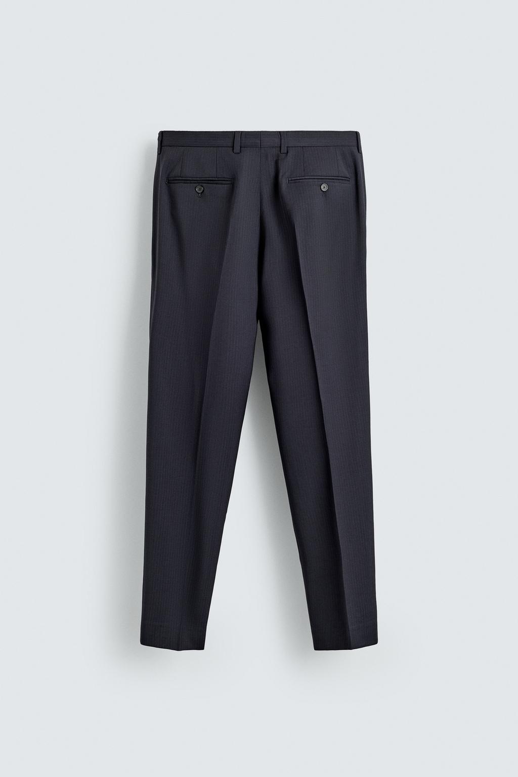 КОСТЮМНЫЕ БРЮКИ В ТОНКУЮ ПОЛОСКУ ИЗ 100% ШЕРСТИ