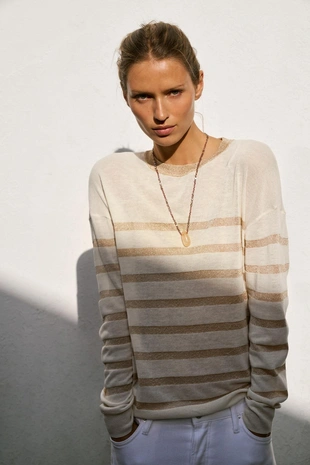 Свитер в полоску с блестящей нитью- Заказать в России