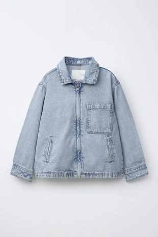 Джинсовая куртка-рубашка со съемным капюшоном- Заказать в России