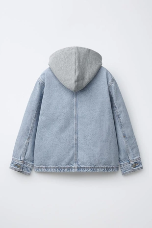 Джинсовая куртка-рубашка со съемным капюшоном- Заказать в России