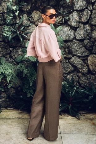 Прямые брюки из 100% льна- Заказать в России