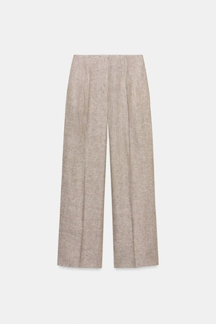 Прямые брюки из 100% льна- Заказать в России