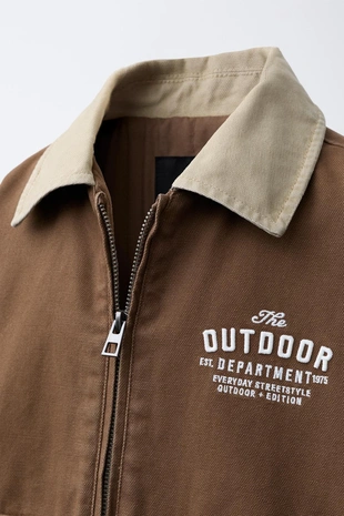 Куртка с контрастным воротником- Заказать в России