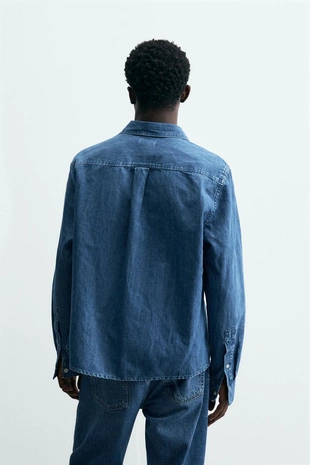 Рубашка из шамбри в стиле стандартной посадки- Заказать в России