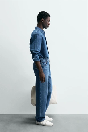 Рубашка из шамбри в стиле стандартной посадки- Заказать в России