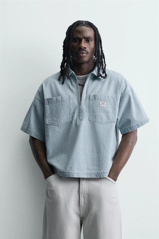 Поло оверсайз в полоску с эффектом потертости- Заказать в России