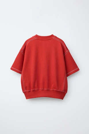 Комплект из футболки и шортов из футера с отделочной строчкой- Заказать в России