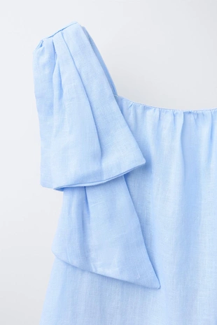 Льняное платье с бантом- Заказать в России