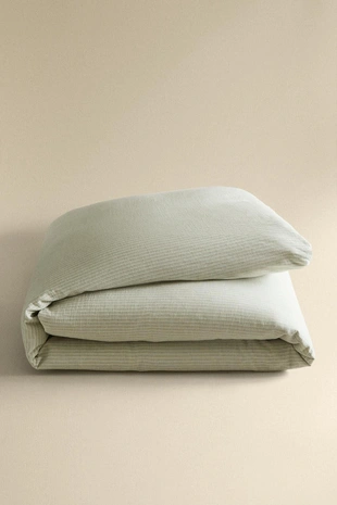 Декоративное покрывало из льна и хлопка в полоску- Заказать в России