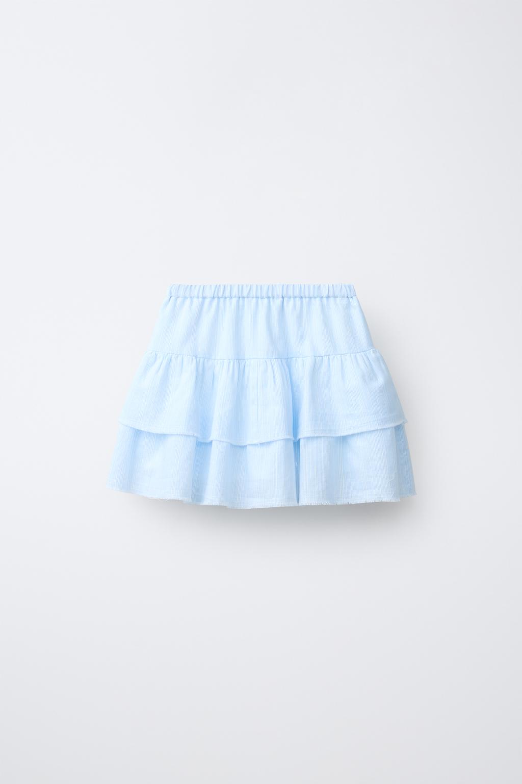 ЮБКА С ВОЛАНАМИ ИЗ СМЕСОВОГО ЛЬНА И ХЛОПКА