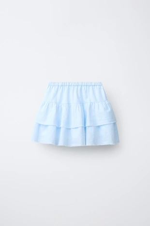 Юбка с воланами из смесового льна и хлопка- Заказать в России