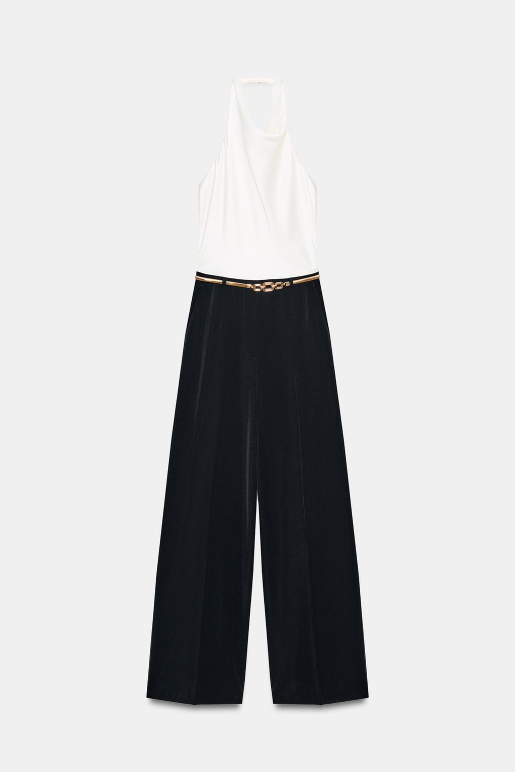 ДЛИННЫЙ КОМБИНЕЗОН ХАЛТЕР С ПОЯСОМ