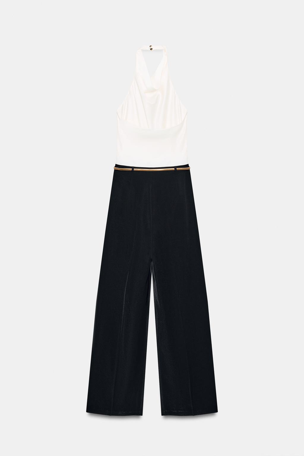 ДЛИННЫЙ КОМБИНЕЗОН ХАЛТЕР С ПОЯСОМ