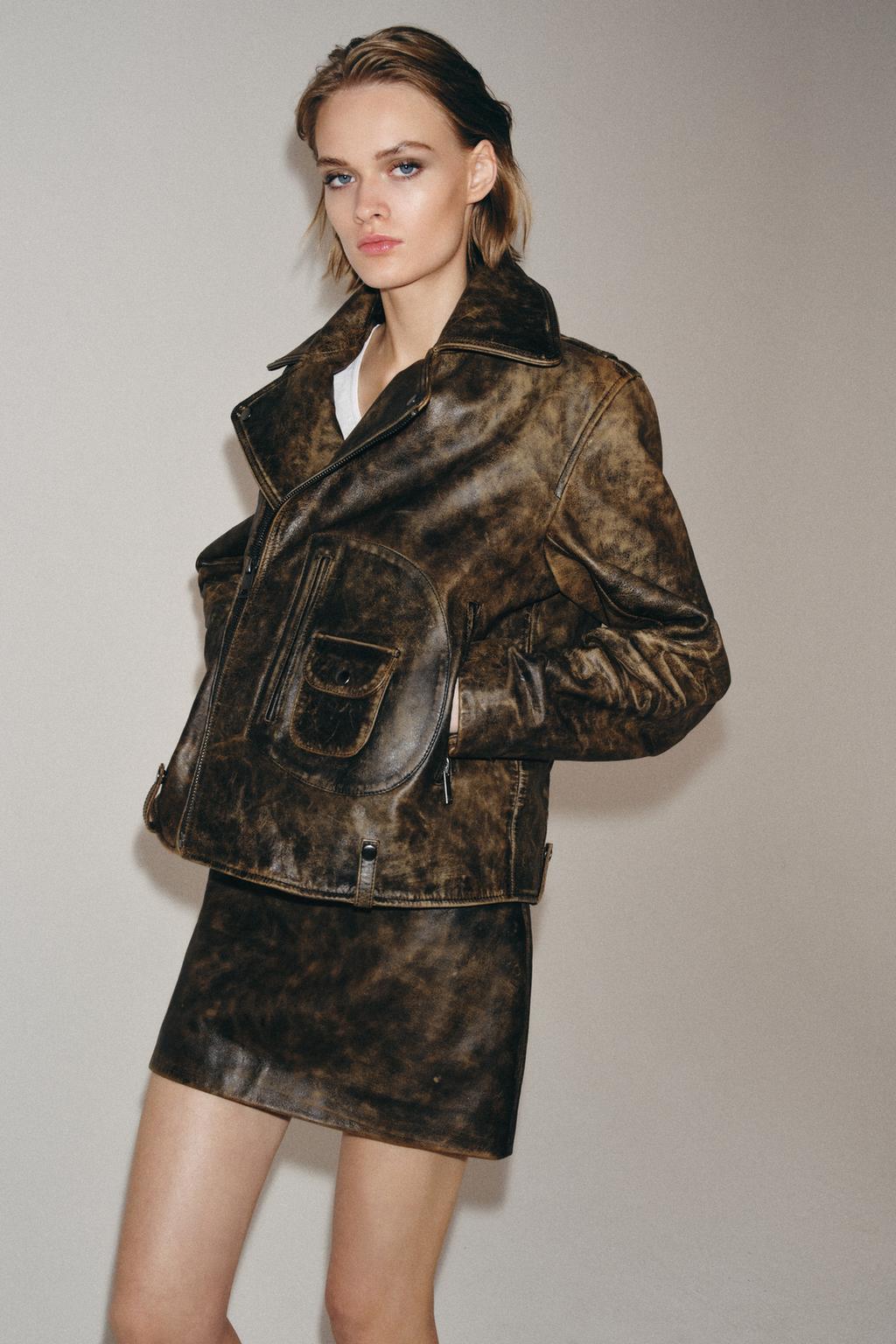 Короткая юбка из натуральной кожи коллекции zw limited edition