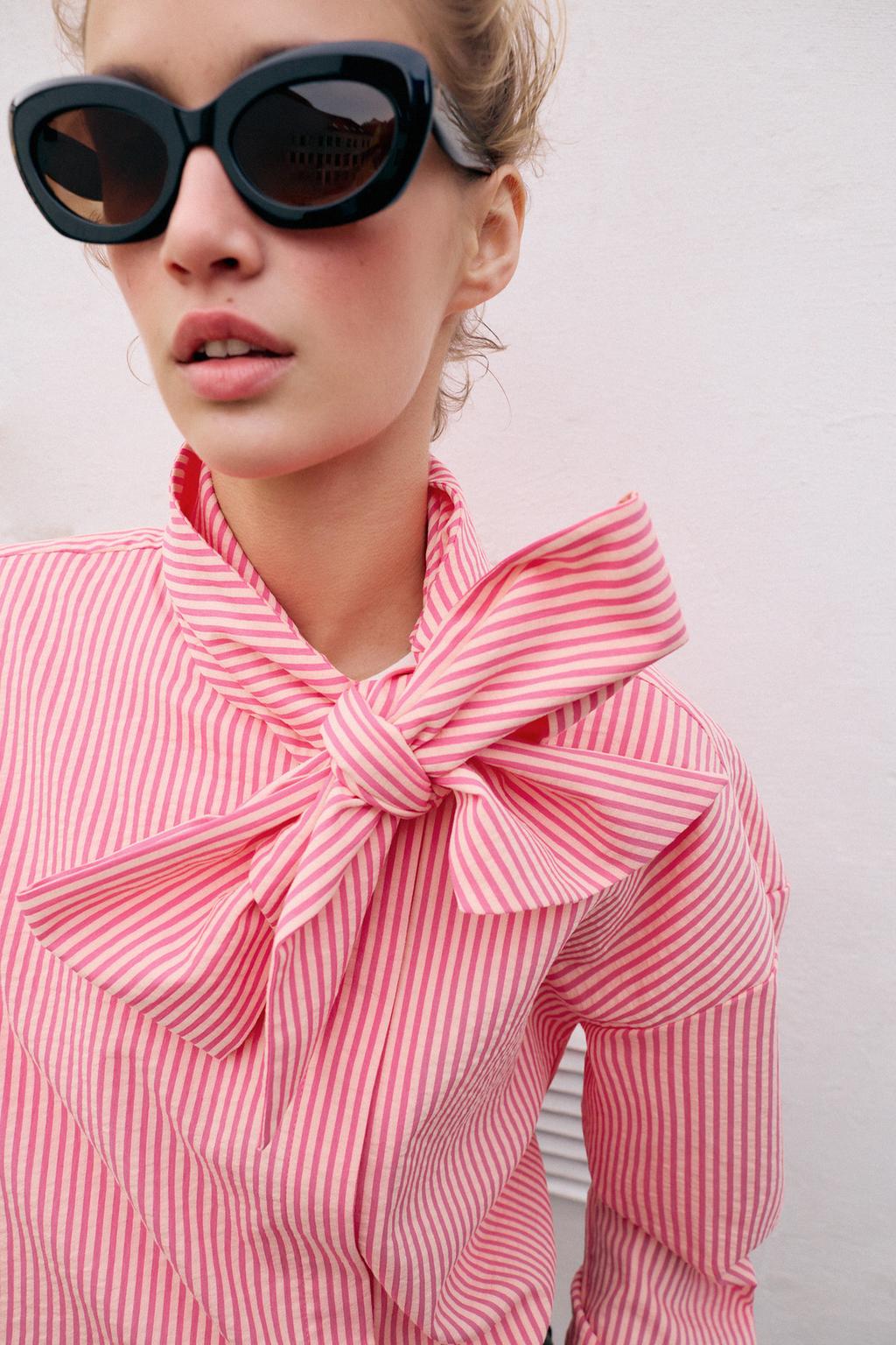 РУБАШКА В ПОЛОСКУ С БАНТОМ