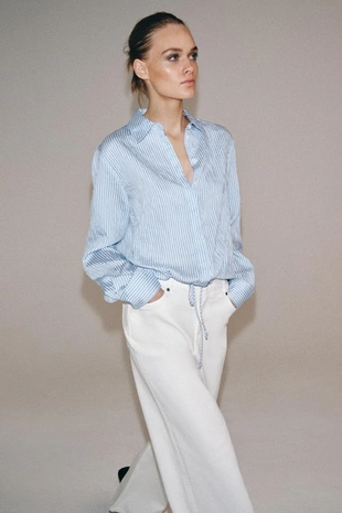 Рубашка в полоску с завязками — Zw Collection- Заказать в России