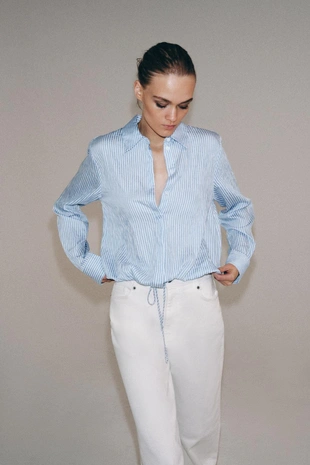 Рубашка в полоску с завязками — Zw Collection- Заказать в России