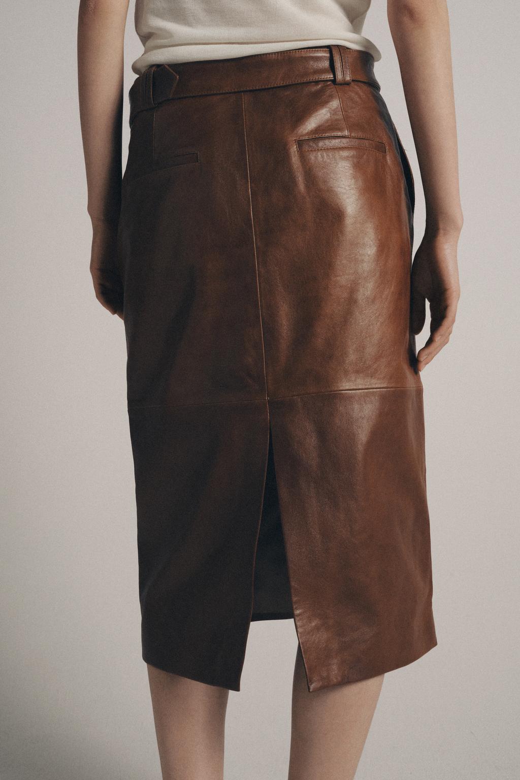 Прямая кожаная юбка zw collection limited edition