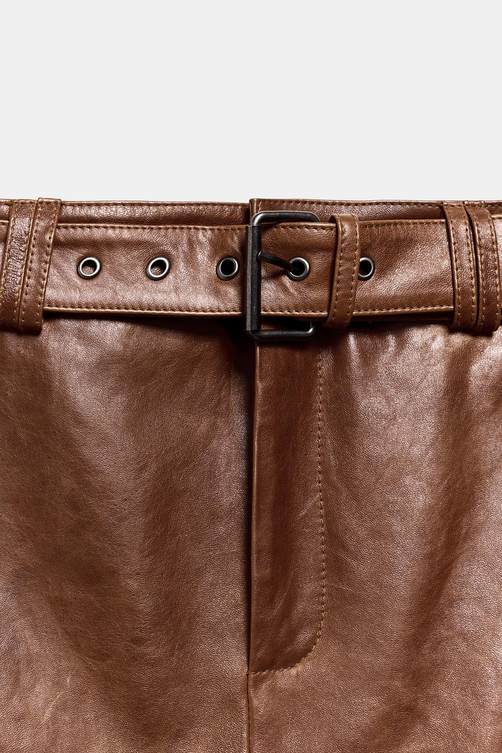 Прямая кожаная юбка zw collection limited edition