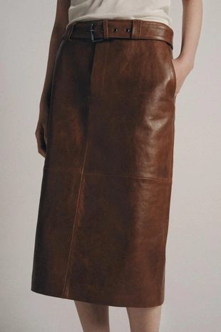 Прямая кожаная юбка zw collection limited edition- Заказать в России