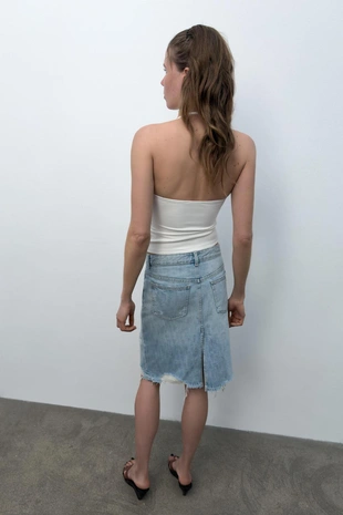 Джинсовая юбка Trf с разрезами- Заказать в России