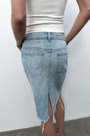 Джинсовая юбка Trf с разрезами- Заказать в России