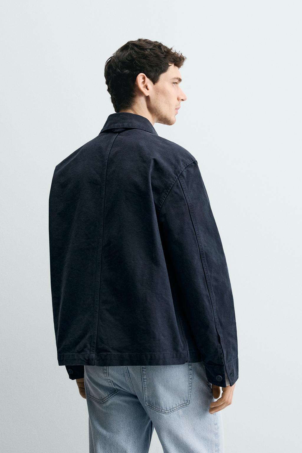 КУРТКА-РУБАШКА СВОБОДНОГО КРОЯ ИЗ КАНВАСА С ЭФФЕКТОМ ПОТЕРТОСТИ