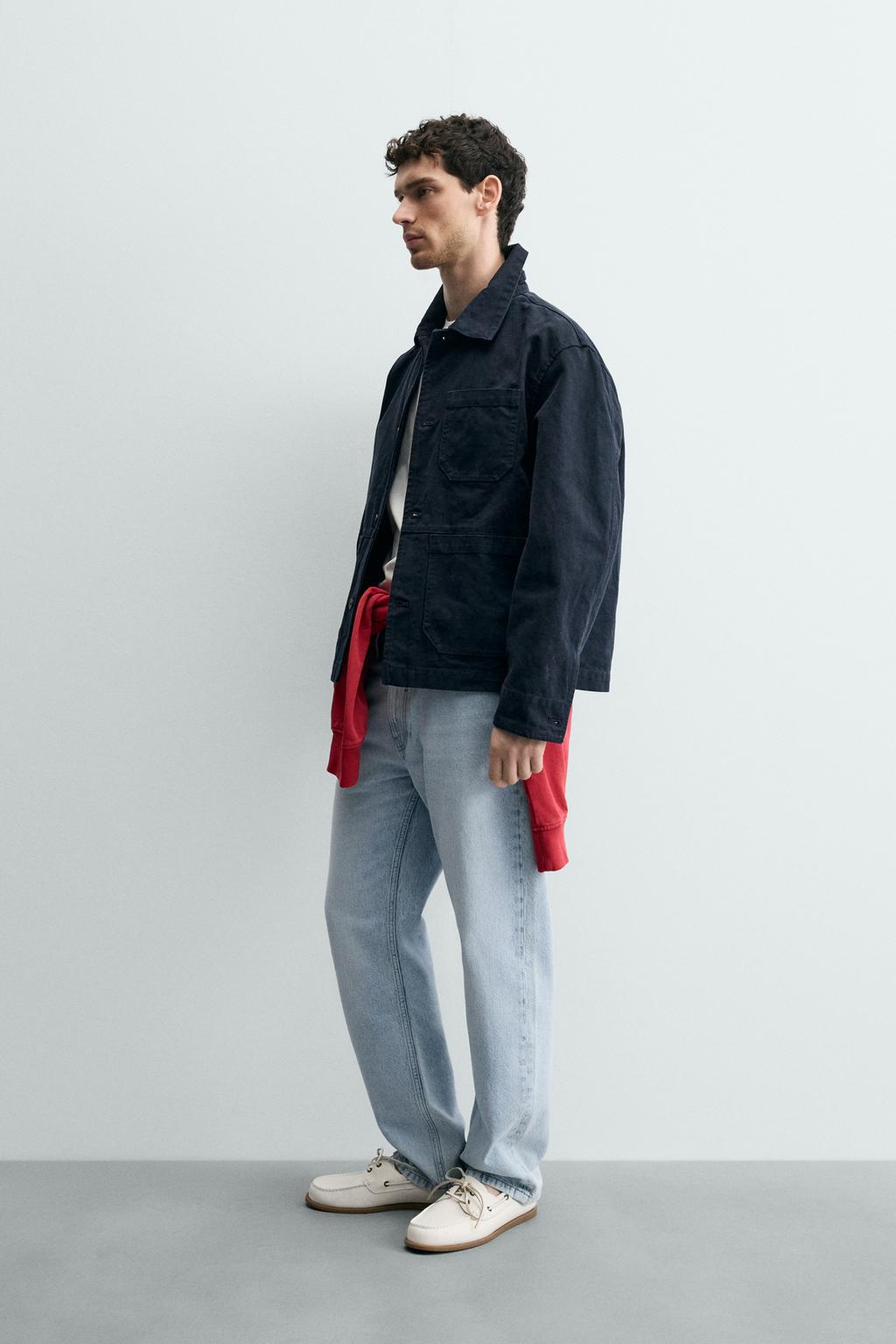 КУРТКА-РУБАШКА СВОБОДНОГО КРОЯ ИЗ КАНВАСА С ЭФФЕКТОМ ПОТЕРТОСТИ