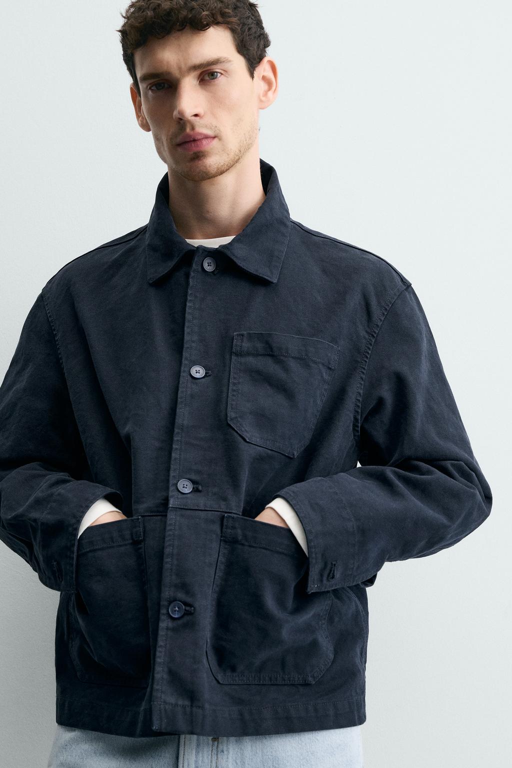 КУРТКА-РУБАШКА СВОБОДНОГО КРОЯ ИЗ КАНВАСА С ЭФФЕКТОМ ПОТЕРТОСТИ