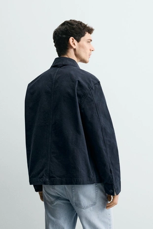Куртка-рубашка свободного кроя из канваса с эффектом потертости- Заказать в России