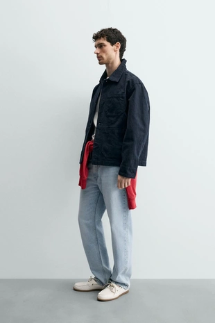 Куртка-рубашка свободного кроя из канваса с эффектом потертости- Заказать в России