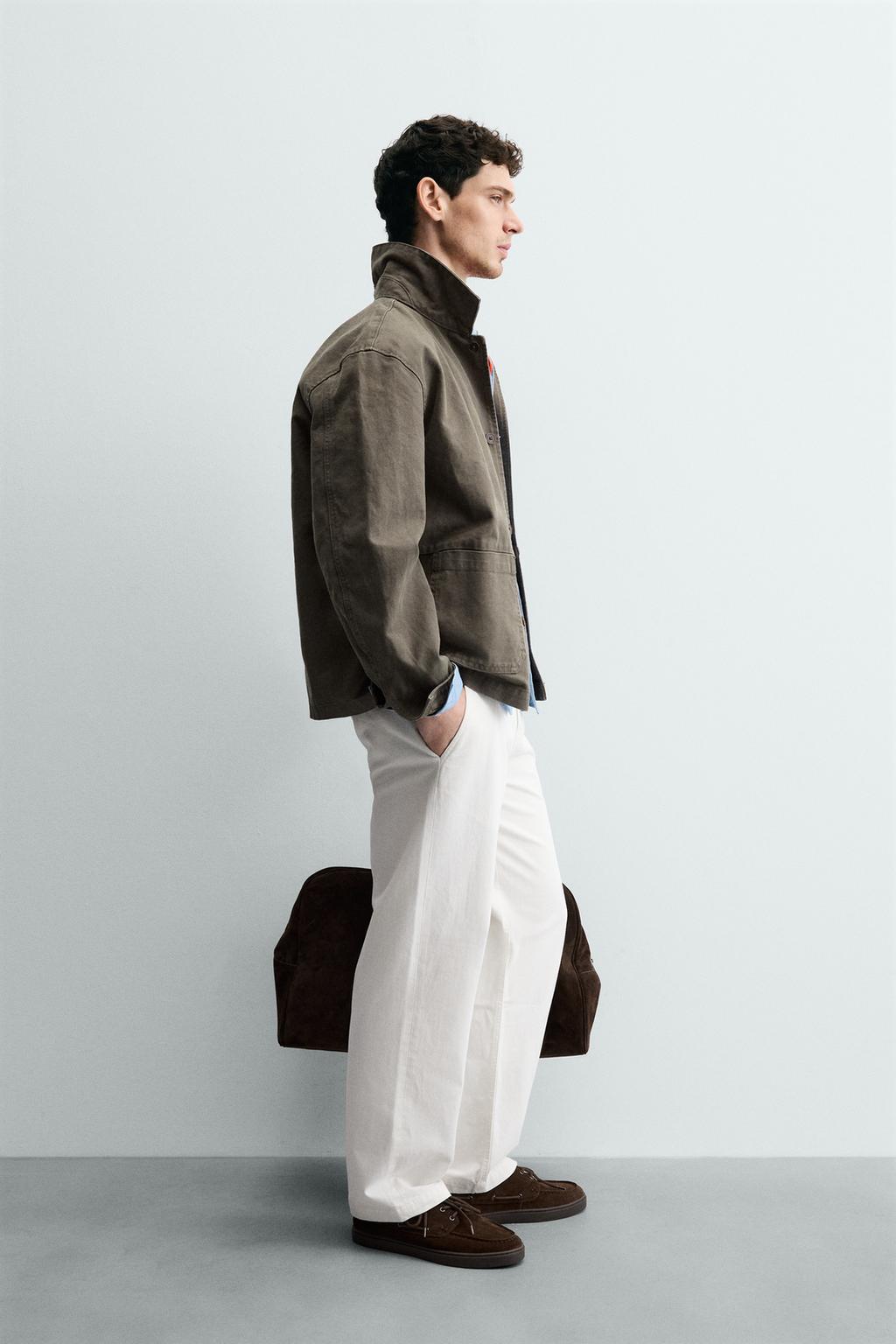 КУРТКА-РУБАШКА СВОБОДНОГО КРОЯ ИЗ ХЛОПКА С ЭФФЕКТОМ ПОТЕРТОСТИ