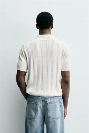 Поло из рельефного трикотажа