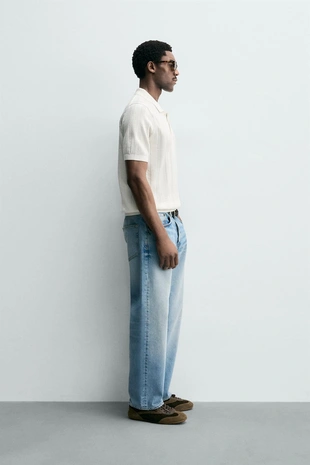 Поло из рельефного трикотажа