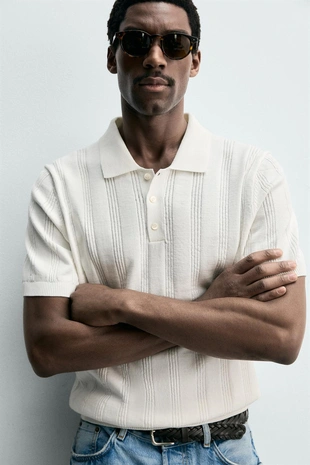 Поло из рельефного трикотажа- Заказать в России