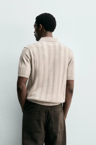 Поло из рельефного трикотажа