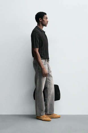 Поло из рельефного трикотажа