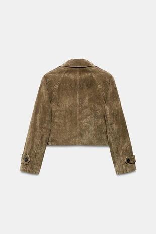 Укороченный двубортный тренч из 100% кожи- Заказать в России