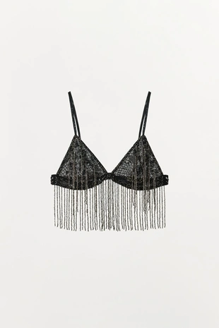 Бюстгальтер с бусинами и бахромой- Заказать в России
