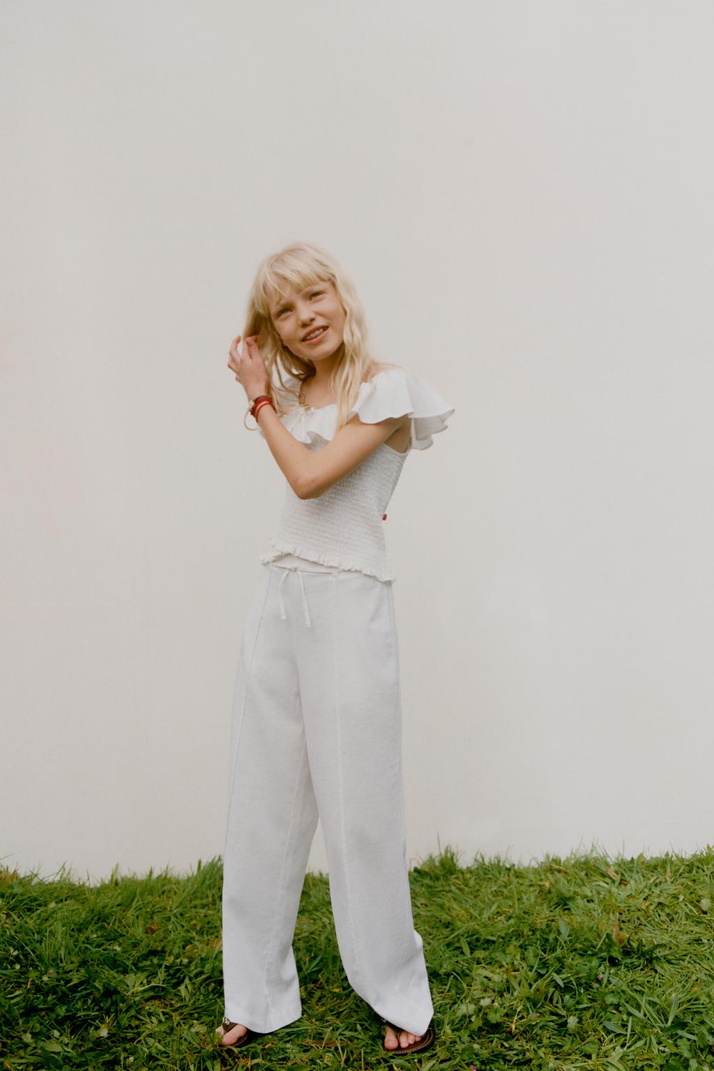 БРЮКИ ПРЯМОГО КРОЯ ИЗ СМЕСОВОГО ЛЬНА СО ШНУРКОМ