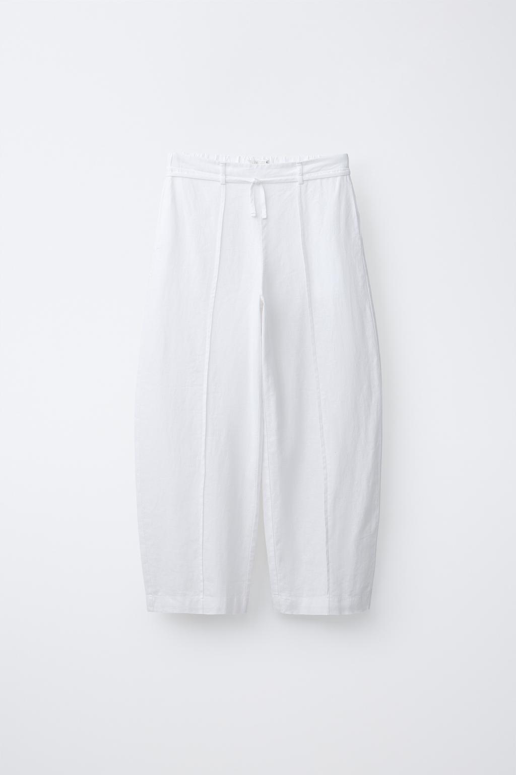 БРЮКИ ПРЯМОГО КРОЯ ИЗ СМЕСОВОГО ЛЬНА СО ШНУРКОМ