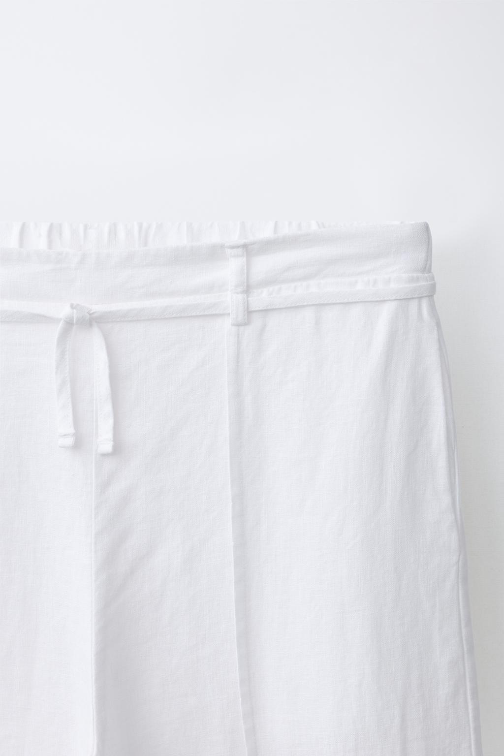 БРЮКИ ПРЯМОГО КРОЯ ИЗ СМЕСОВОГО ЛЬНА СО ШНУРКОМ