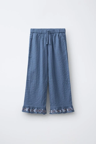 Брюки-кюлоты с вышивкой и цветочным принтом- Заказать в России