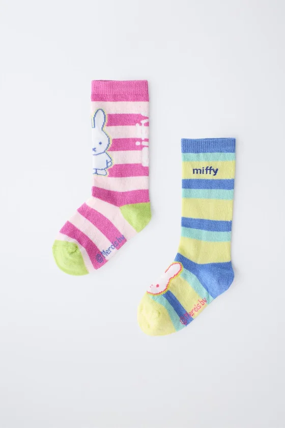 НАБОР ИЗ ДВУХ ПАР ВЫСОКИХ НОСКОВ В ПОЛОСКУ С ПРИНТОМ MIFFY™ MERCIS BV ©