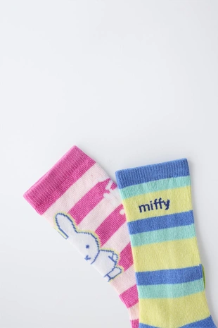 Набор из двух пар высоких носков в полоску с принтом Miffy™ Mercis Bv ©- Заказать в России