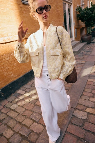 Light yellow | 8741/105/306 - Zara Жаккардовый бомбер