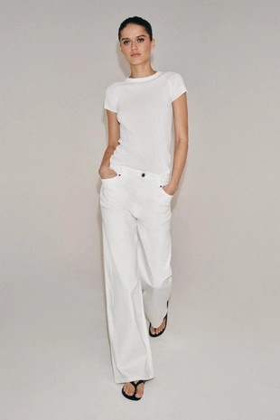 Топ в рубчик с коротким рукавом- Заказать в России