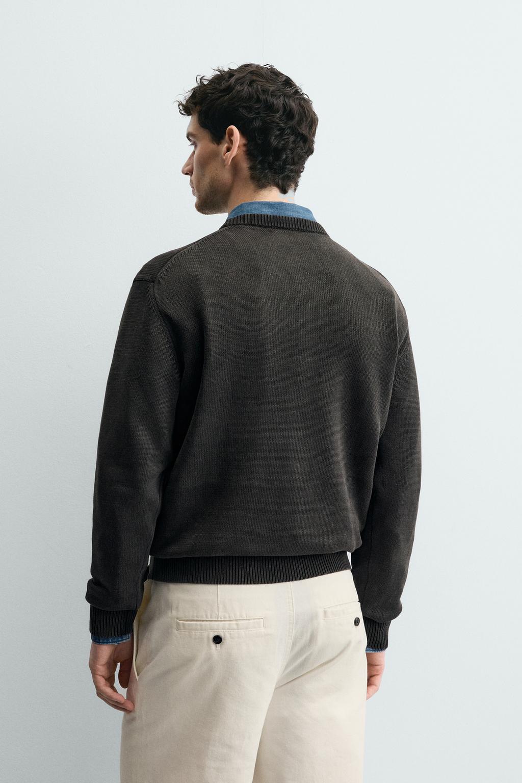 СВИТЕР ИЗ ХЛОПКА С ЭФФЕКТОМ ПОТЕРТОСТИ