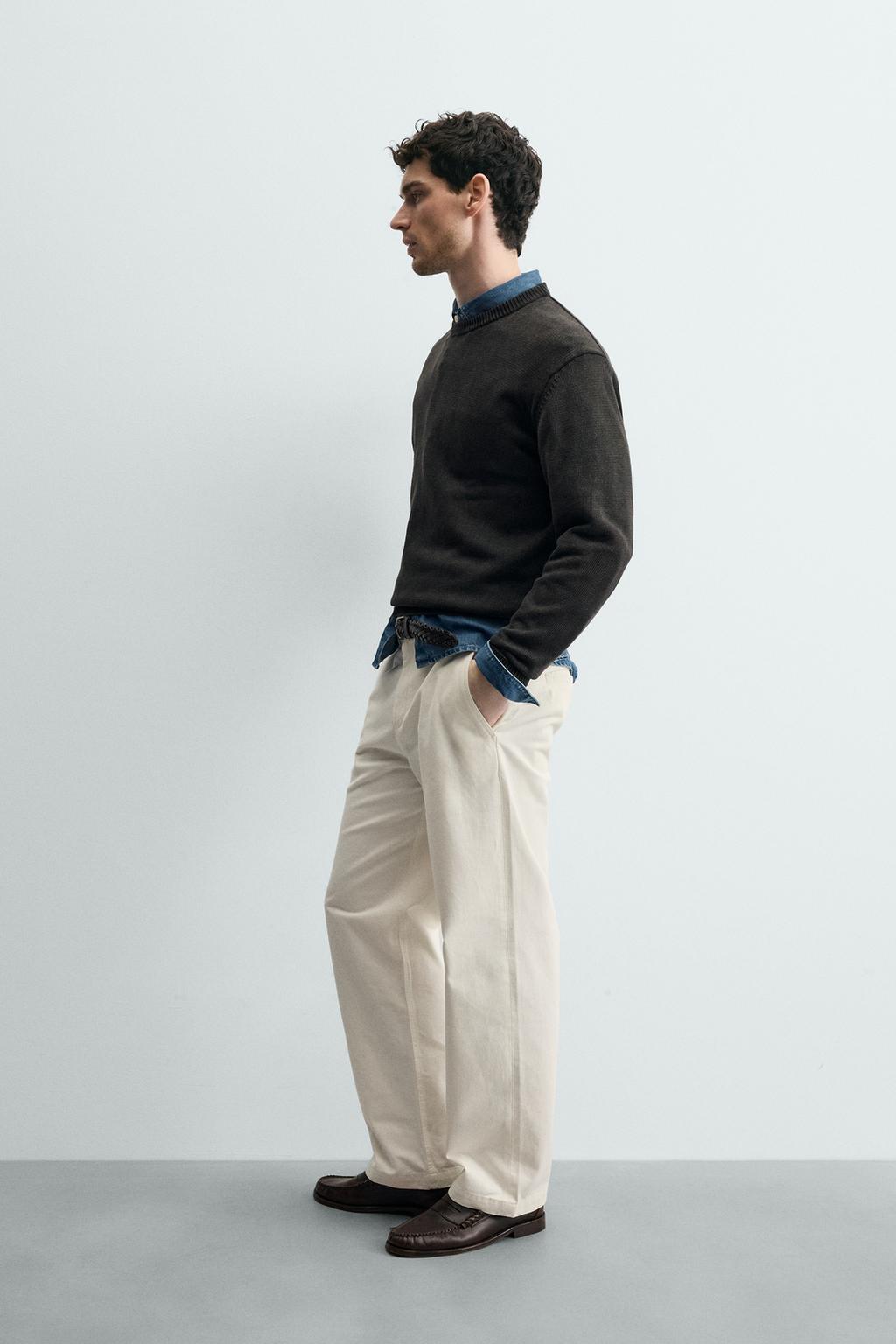 СВИТЕР ИЗ ХЛОПКА С ЭФФЕКТОМ ПОТЕРТОСТИ